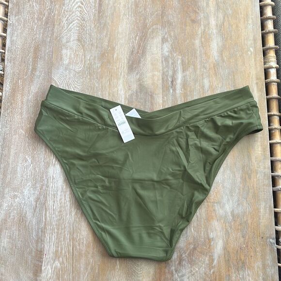 J Crew Cross Front Cheeky Bikini Bottom‎ Size 2X Green - Picture 3 of 7